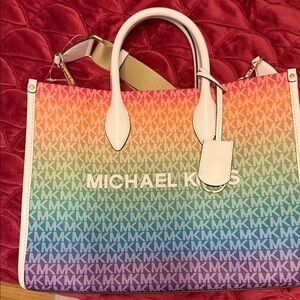 Michael Kors Mirella Multicolor MK Logo Medium Tote